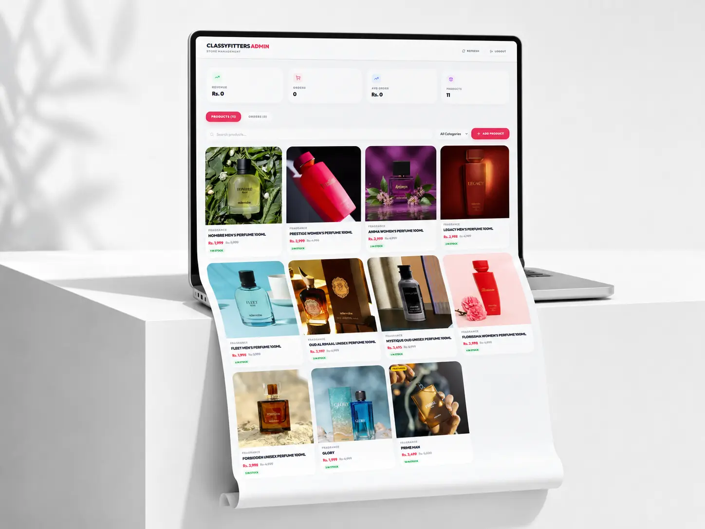Classy Fitters E-Commerce Store — Admin Dashboard Panel