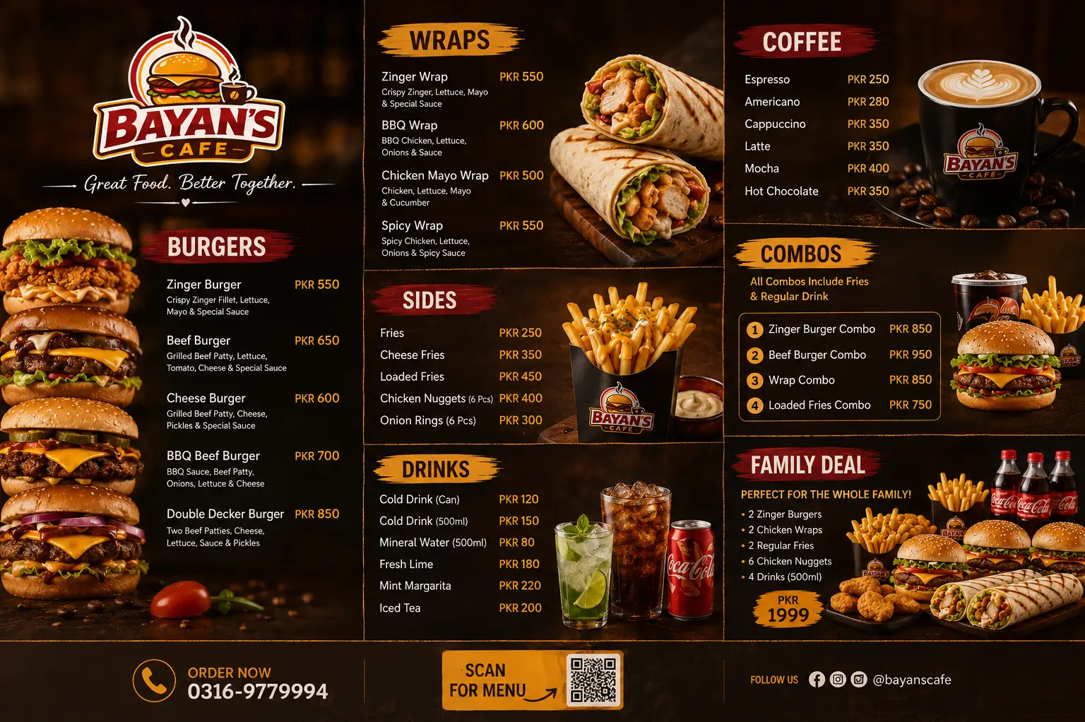 Bayan's Cafe Full Branding Kit — Menu Design